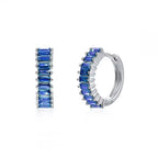 2PCS Stainless Steel Circle Hoop Earrings Colourful Zircon Crystal