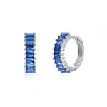 2PCS Stainless Steel Circle Hoop Earrings Colourful Zircon Crystal