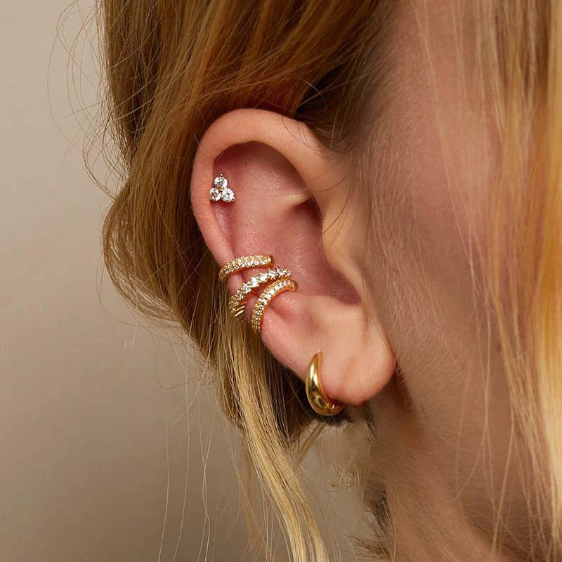 2PCS Stainless Steel CZ Zircon Small Hoop Earrings Men 6mm 8mm 10mm