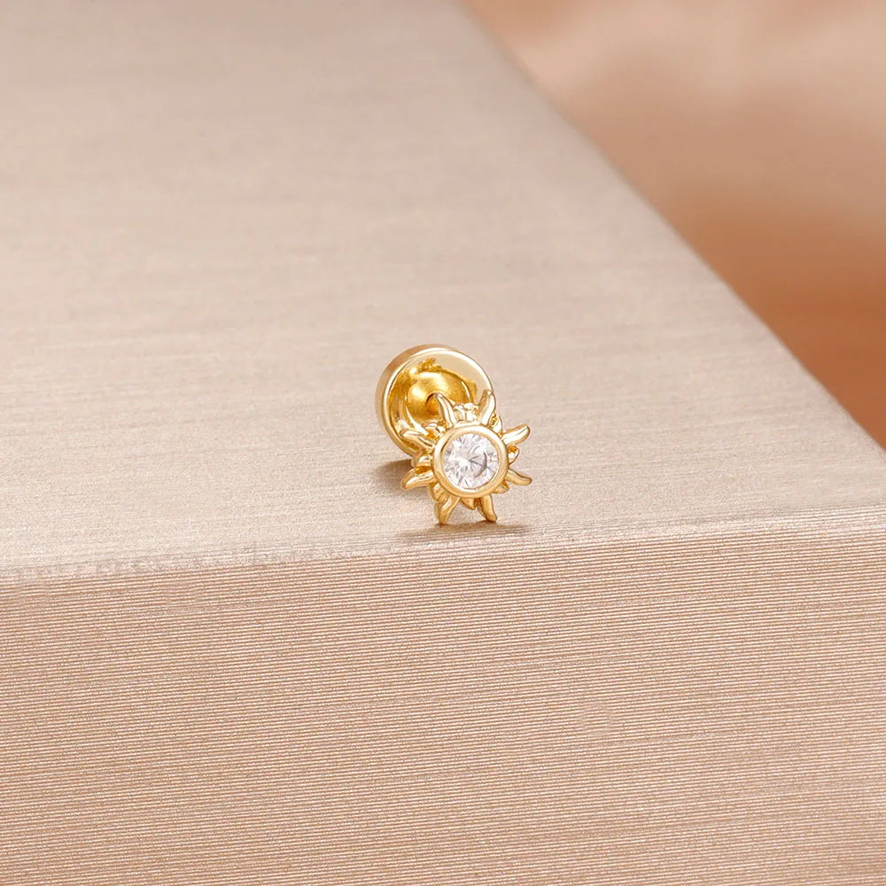 1PC Stainless Steel Star Moon Cartilage Piercing 18K Gold Plated