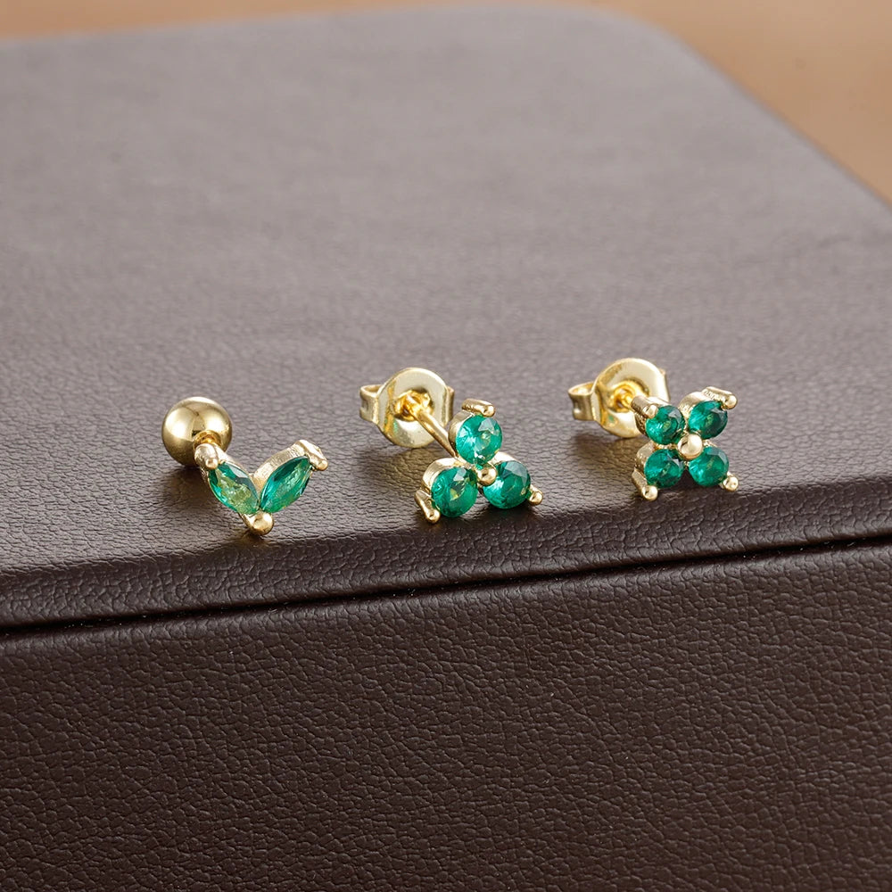 3PCS Stainless Steel Mini Zircon Cartilage Piercing Stud Earrings