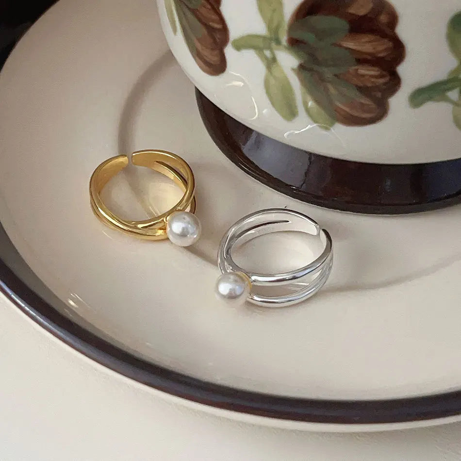 925 Sterling Silver Irregular Pearl Ring Aesthetic Luxury Jewellery Accessory Wholesale
