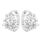 925 Sterling Silver Blue Iris Flower Hoop Earrings Anniversary Jewellery Gift