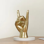 Resin Rock and Roll Gesture Hand Figurines Devil Horns Sculpture Tabletop Pop Art