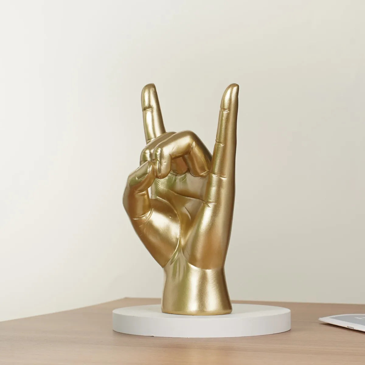 Resin Rock and Roll Gesture Hand Figurines Devil Horns Sculpture Tabletop Pop Art