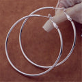 925 Sterling Silver Big Hoop Earrings Women 50/60/70/80mm Wedding Jewellery