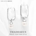 Links and Pearls Hoop Earrings 925 Sterling Silver Romantic Gift