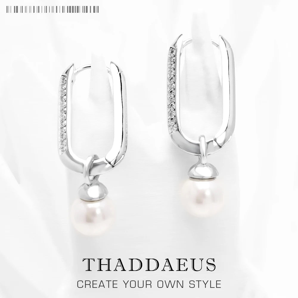 Links and Pearls Hoop Earrings 925 Sterling Silver Romantic Gift