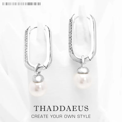 Links and Pearls Hoop Earrings 925 Sterling Silver Romantic Gift