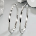 Genuine 925 Sterling Silver Round Hoop Earrings Women New Fashion Jewellery