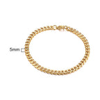 Stainless Steel Chain Bracelet Women, 3mm to 9mm Curb Cuban Chain Bangle Gold Color Unisex Wrist Stackable Jewelry