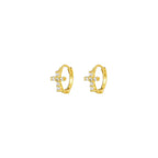 New Stainless Steel Zircon Star Cross Hoop Earring Gold y2k Crown
