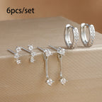 3 Pairs S925 Needle Minimalist Earrings Set Hoop Ear Climber Stack