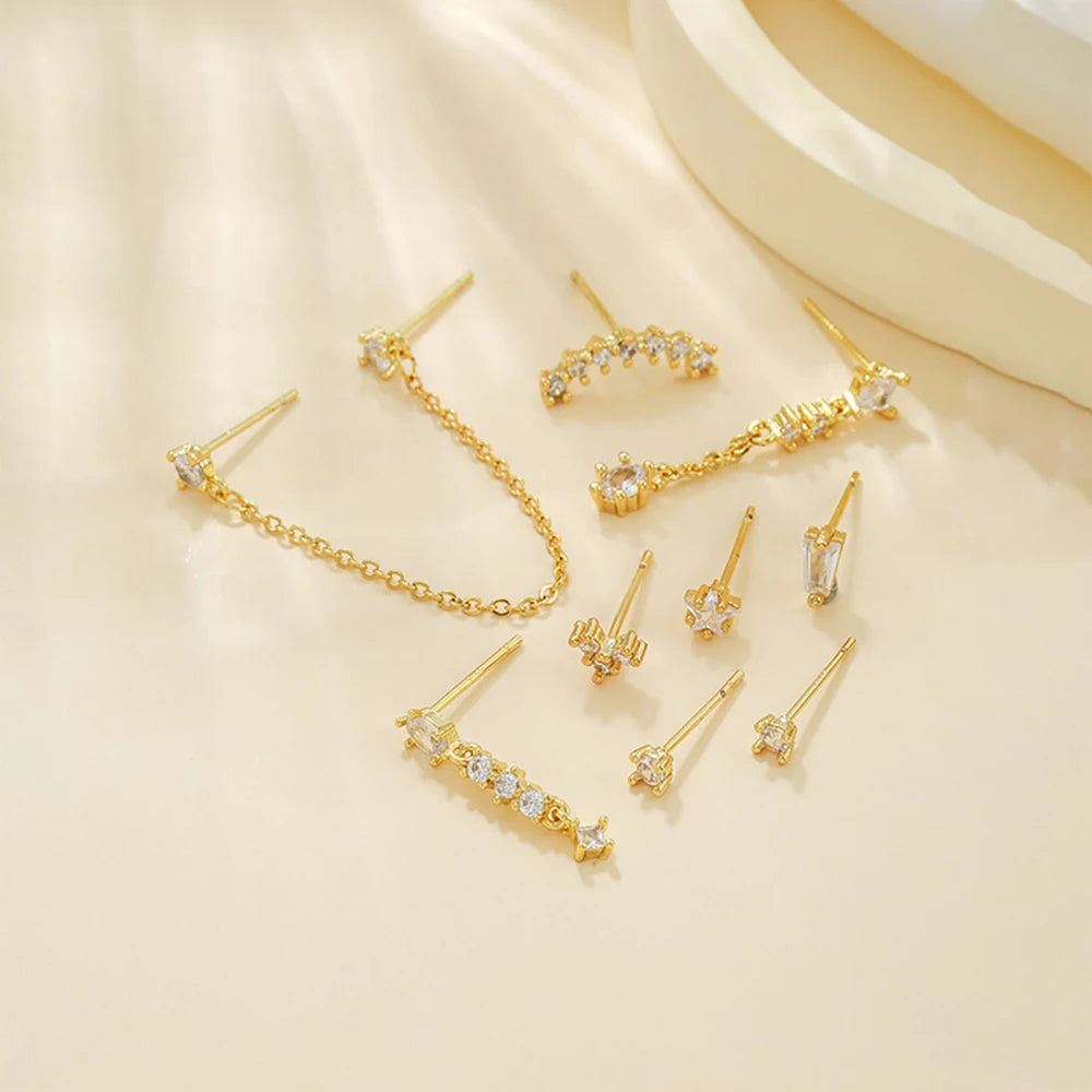 Stainless Steel Link Chain Gold Colour Hanging Earrings Long Tassels