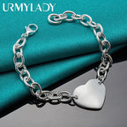 Heart Brand Pendant Bracelet 925 Sterling Silver Women Wedding Engagement