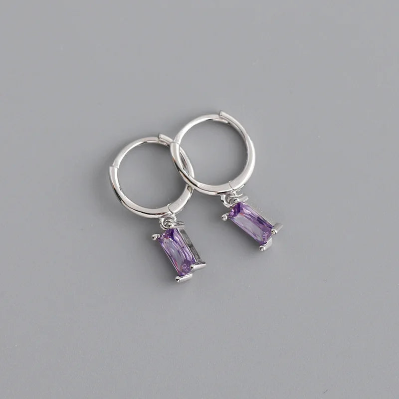 New Stainless Steel Cubic Zirconia Hoop Earrings Small Pendant