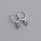New Stainless Steel Cubic Zirconia Hoop Earrings Small Pendant
