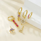 Luxury Geometric Multicolor Zircon Crystal Water Drop Pendant Earrings