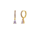 2PCS Stainless Steel Zirconia Small Hoop Earrings Water Drop Pendant