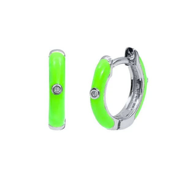 New Stainless Steel Round Hoop Earrings Colourful Crystal Zirconia