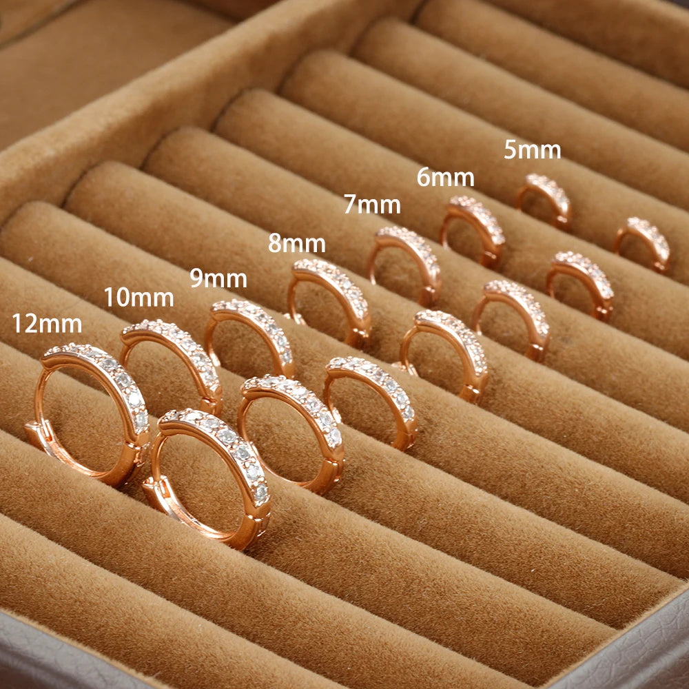 1Pair Stainless Steel Minimal Hoop Earrings Crystal Zirconia Trend