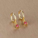 Simple Multicolor Stone Gold Colour Metal Small Dangle Earring