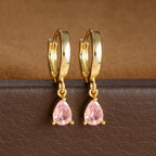 2PCS Simple Stainless Steel Star Hoop Earrings Gold Colour Zirconia