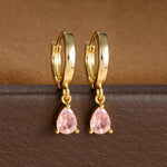 2PCS Simple Stainless Steel Star Hoop Earrings Gold Colour Zirconia