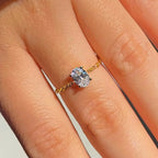 Certified Moissanite Chain Ring 1CT Oval Pear Cut Adjustable 925 Sterling Silver