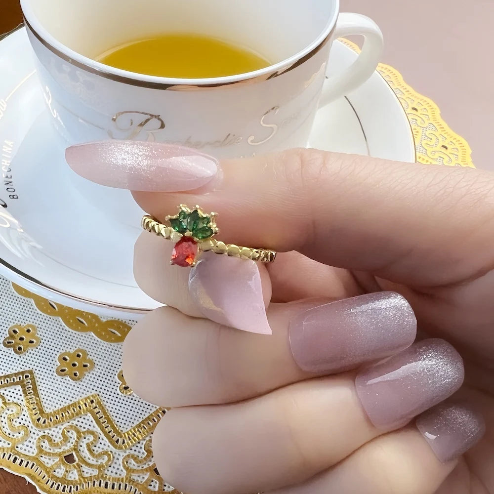 Golden Pineapple Ring 925 Sterling Silver Sweet Fashion Jewellery Women Gift