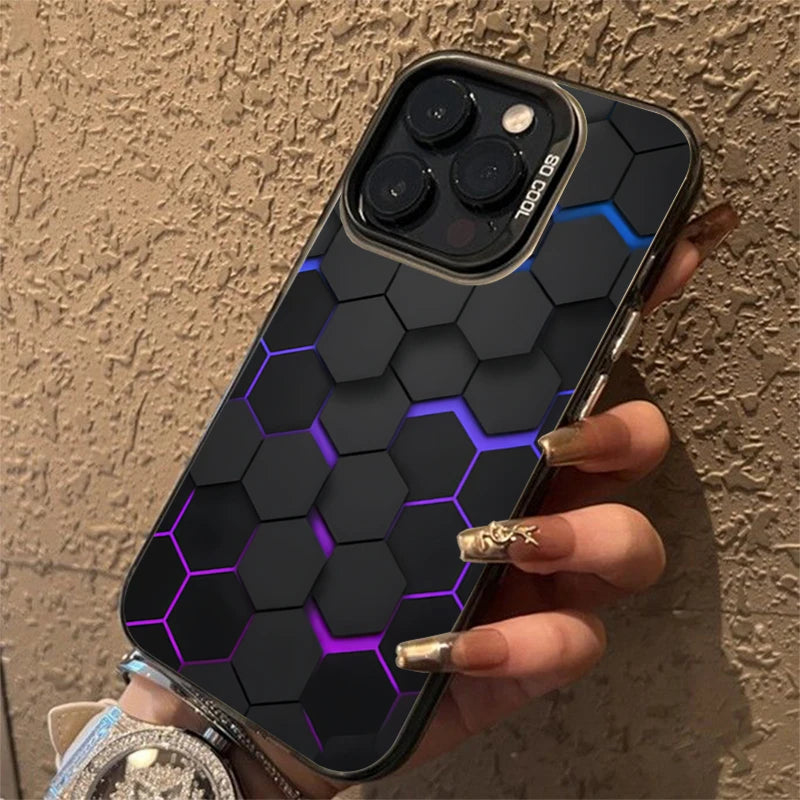 Fashion Honeycomb Building Block IMD Case for iPhone 16 15 14 13 Pro