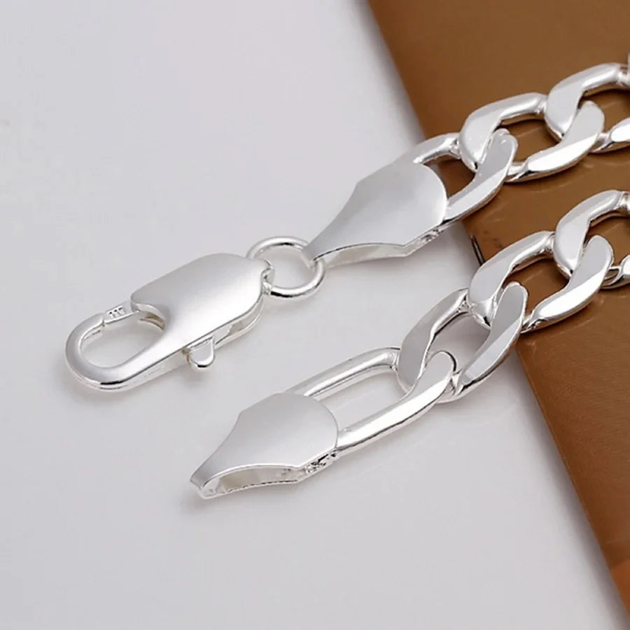 6/8/10/12mm Men Women Link Chain Bracelet 925 Sterling Silver Noble Jewellery