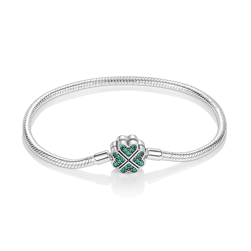 Original 925 Silver Bracelet Original Clover Heart Snake Chain Bracelets Fit Charms Beads Jewelry Gift Diy For Woman Wedding