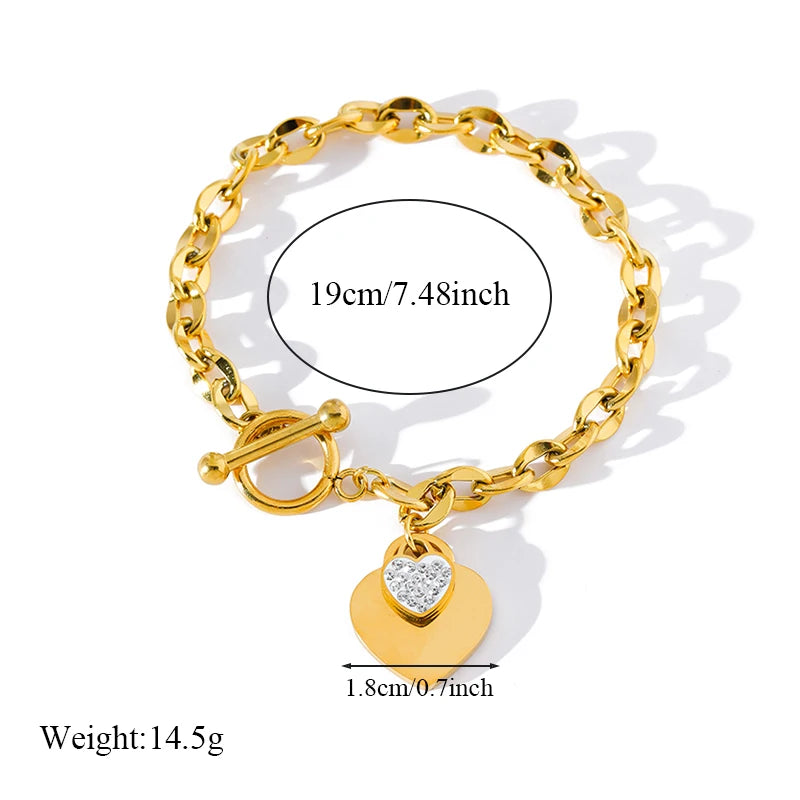 Gold Colour Starfish Moon Star Stainless Steel Charm Bracelet Trendy