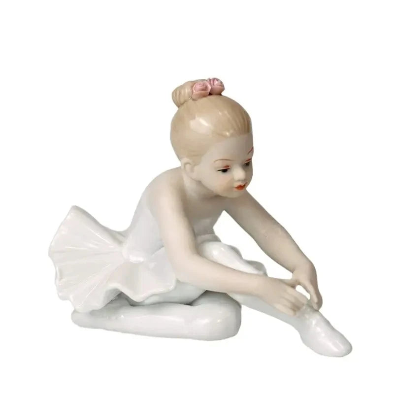 Ceramic Ballet Girl Figurine Doll Interior Home Decoration Living Room Creative Gift