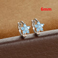 2PCS Huggies Hoop Earrings Stainless Steel Crystal Zirconia Flower