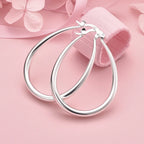 925 Sterling Silver Heart & Round Hoop Earrings Women Charm Party Jewellery