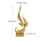 23cm Abstract Fire Sculpture Gold Flame Resin Ornament Modern Pop Art Shelf Decoration