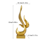 23cm Abstract Fire Sculpture Gold Flame Resin Ornament Modern Pop Art Shelf Decoration