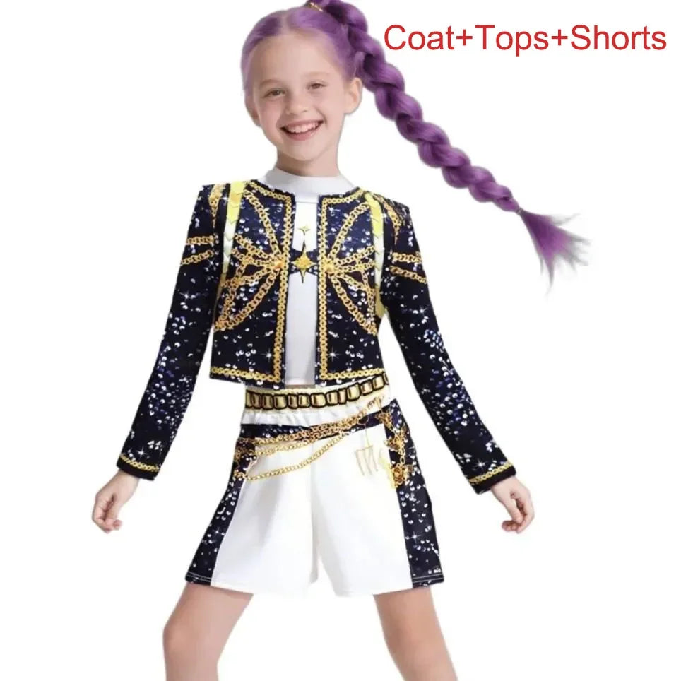 Kids Kpop Demon Hunter Cosplay Rumi Zoey Mira Suit 3D Print Costume Outfit
