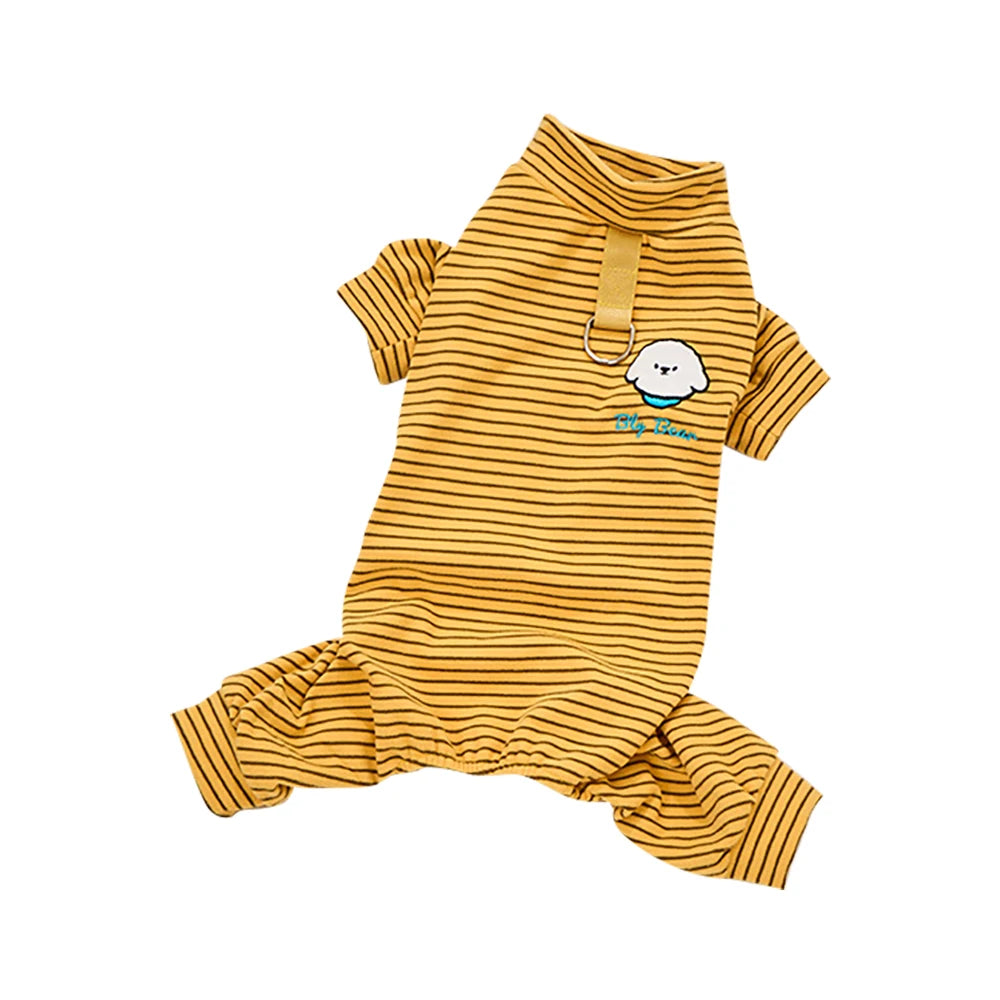 Polar Fleece Striped Bodysuit 4-Legged Winter Pajamas Small Medium Dogs