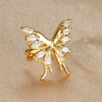 Butterfly Clip Earring Crystal Zirconia Stainless Steel Ear Cuff