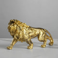 Resin 25cm Lion Statue Gold Animal Sculpture Collectible Office Desk Accessories