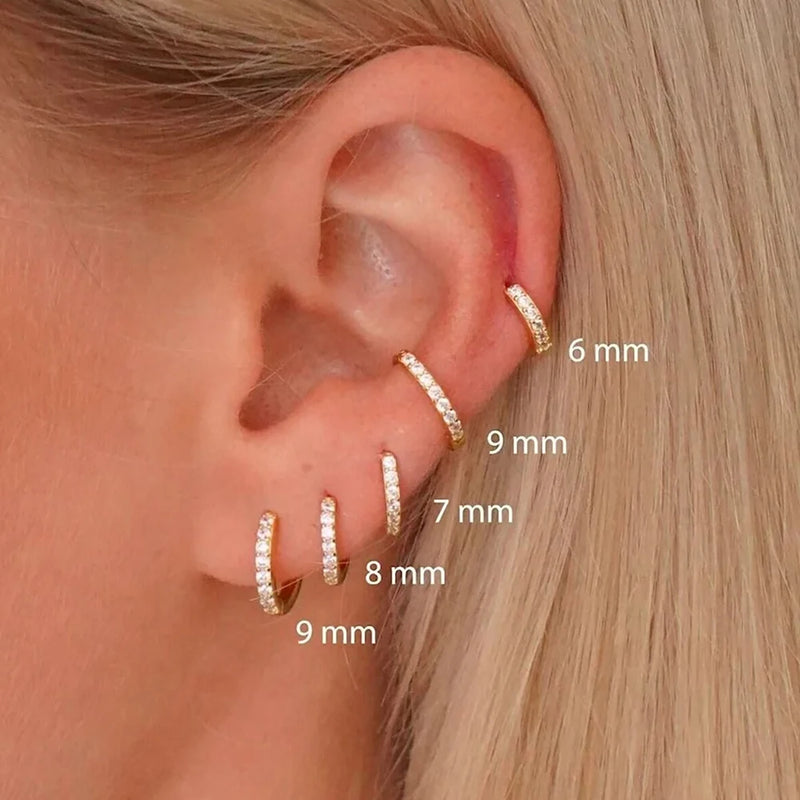 1 Pair Stainless Steel Cubic Zirconia Minimal Hoop Earrings Huggie
