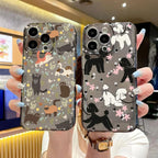 Graffiti Cartoon Dog Cat Case for iPhone 16 15 14 13 12 11 Pro Max XR SE3