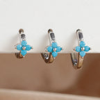 3PCS Simple Flower Zircon Hoop Earrings 18K Gold Plated Steel