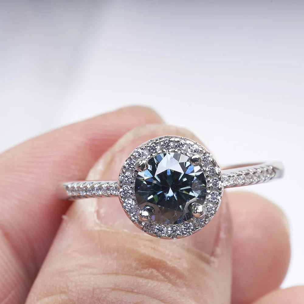 New Grey Color 1CT Moissanite Ladies Ring Silver 925 Jewerly For Women Fashion Engagement Wedding Diamond Party JewerlyRings