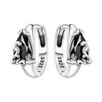 925 Sterling Silver Vine Love Black Zirconia Hoop Earrings Trendy Jewellery