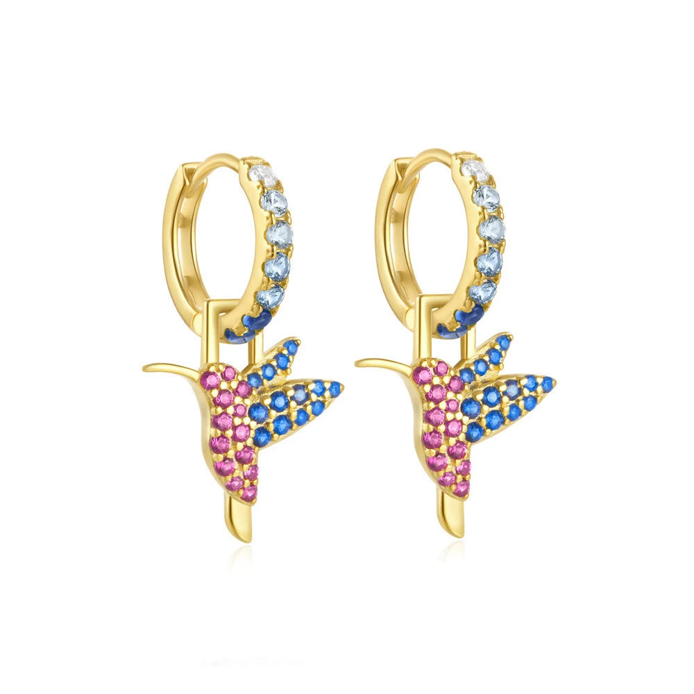Cubic Zirconia Water Drop Hoop Earring Stainless Steel Geometry