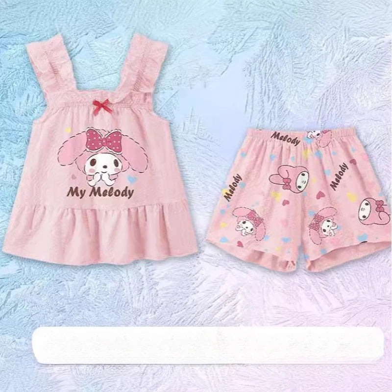 Sanrio Kuromi and Cinnamoroll Boys and Girls Summer Pyjamas Set Home Wear